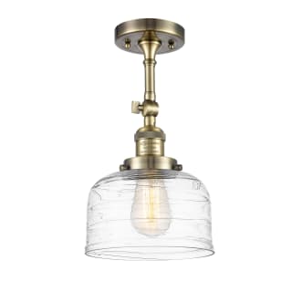 A thumbnail of the Innovations Lighting 201F-14-8 Bell Semi-Flush Antique Brass / Clear Deco Swirl