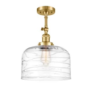 A thumbnail of the Innovations Lighting 201F-16-12-L Bell Semi-Flush Satin Gold / Clear Deco Swirl