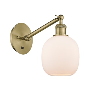 A thumbnail of the Innovations Lighting 317-1W-13-6 Belfast Sconce Antique Brass / Matte White