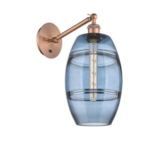 A thumbnail of the Innovations Lighting 317-1W-10-8 Vaz Sconce Antique Copper / Blue