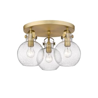 A thumbnail of the Innovations Lighting 410-3F-11-20 Newton Sphere Flush Brushed Brass / Seedy