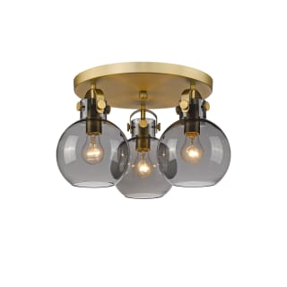 A thumbnail of the Innovations Lighting 410-3F-11-20 Newton Sphere Flush Brushed Brass / Plated Smoke