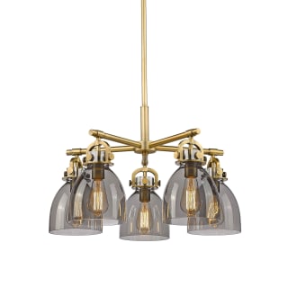 A thumbnail of the Innovations Lighting 410-5CR-16-26 Newton Bell Chandelier Brushed Brass / Plated Smoke