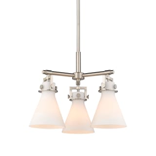A thumbnail of the Innovations Lighting 411-3CR-16-21 Newton Cone Pendant Satin Nickel / Matte White