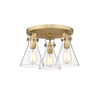 A thumbnail of the Innovations Lighting 411-3F-11-20 Newton Cone Flush Brushed Brass / Clear