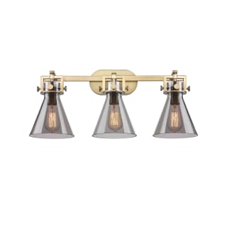 A thumbnail of the Innovations Lighting 411-3W-12-27 Newton Cone Vanity Brushed Brass / Plated Smoke