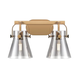 A thumbnail of the Innovations Lighting 423-2W-10-17 Pilaster II Cone Vanity Brushed Brass / Plated Smoke