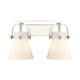 A thumbnail of the Innovations Lighting 423-2W-10-17 Pilaster II Cone Vanity Polished Nickel / Matte White