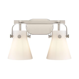 A thumbnail of the Innovations Lighting 423-2W-10-17 Pilaster II Cone Vanity Satin Nickel / Matte White