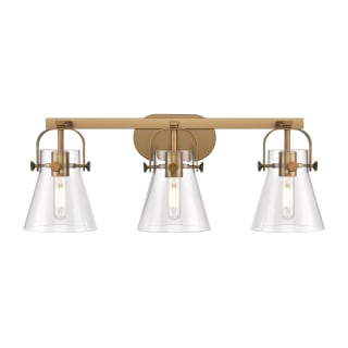 A thumbnail of the Innovations Lighting 423-3W-10-27 Pilaster II Cone Vanity Brushed Brass / Clear