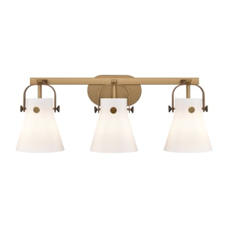 A thumbnail of the Innovations Lighting 423-3W-10-27 Pilaster II Cone Vanity Brushed Brass / Matte White