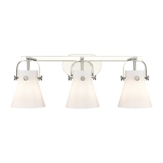 A thumbnail of the Innovations Lighting 423-3W-10-27 Pilaster II Cone Vanity Polished Nickel / Matte White