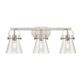 A thumbnail of the Innovations Lighting 423-3W-10-27 Pilaster II Cone Vanity Satin Nickel / Clear