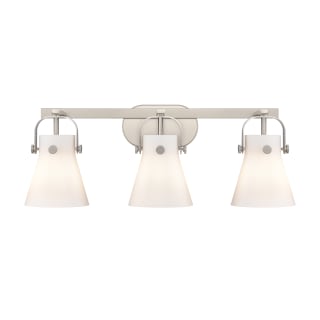 A thumbnail of the Innovations Lighting 423-3W-10-27 Pilaster II Cone Vanity Satin Nickel / Matte White