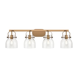 A thumbnail of the Innovations Lighting 423-4W-10-37 Pilaster II Bell Vanity Brushed Brass / Clear