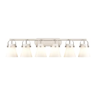 A thumbnail of the Innovations Lighting 423-6W-10-46 Pilaster II Cone Vanity Satin Nickel / Matte White