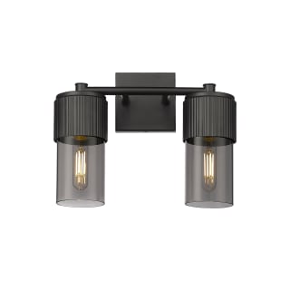 A thumbnail of the Innovations Lighting 428-2W-10-14 Bolivar Vanity Matte Black / Plated Smoke