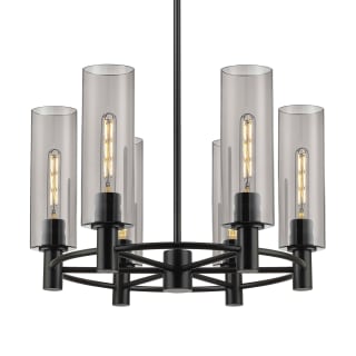 A thumbnail of the Innovations Lighting 434-6CR-16-24 Crown Point Chandelier Matte Black / Plated Smoke