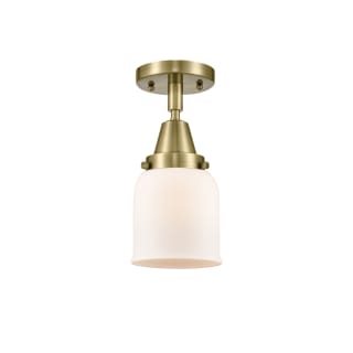A thumbnail of the Innovations Lighting 447-1C-10-5 Bell Semi-Flush Antique Brass / Matte White