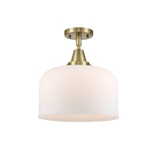 A thumbnail of the Innovations Lighting 447-1C-13-12-L Bell Semi-Flush Antique Brass / Matte White