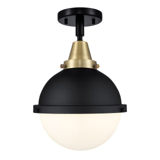 A thumbnail of the Innovations Lighting 447-1C-14-9 Hampden Semi-Flush Black Antique Brass / Matte White
