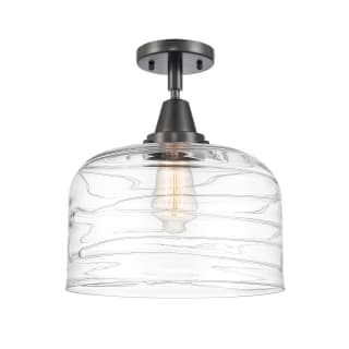 A thumbnail of the Innovations Lighting 447-1C-13-12-L Bell Semi-Flush Matte Black / Clear Deco Swirl