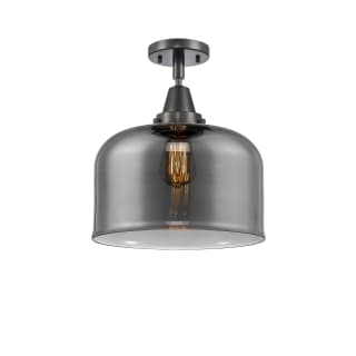 A thumbnail of the Innovations Lighting 447-1C-13-12-L Bell Semi-Flush Matte Black / Plated Smoke