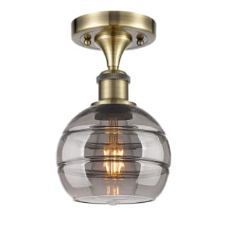 A thumbnail of the Innovations Lighting 516-1C-10-6 Rochester Semi-Flush Antique Brass / Smoked