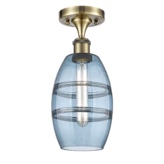 A thumbnail of the Innovations Lighting 516-1C-10-6 Vaz Semi-Flush Antique Brass / Blue