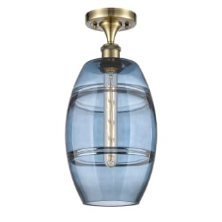 A thumbnail of the Innovations Lighting 516-1C-12-8 Vaz Semi-Flush Antique Brass / Blue