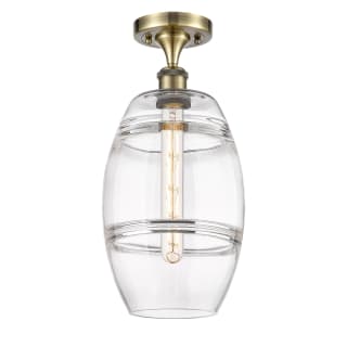 A thumbnail of the Innovations Lighting 516-1C-12-8 Vaz Semi-Flush Antique Brass / Clear