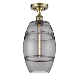 A thumbnail of the Innovations Lighting 516-1C-12-8 Vaz Semi-Flush Antique Brass / Smoked