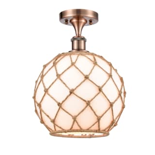 A thumbnail of the Innovations Lighting 516 Large Farmhouse Rope Antique Copper / White Glass with Brown Rope