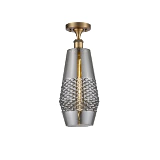 A thumbnail of the Innovations Lighting 516-1C-19-7 Windham Semi-Flush Brushed Brass / Smoked