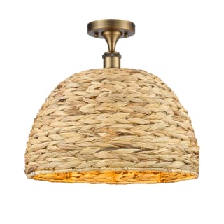 A thumbnail of the Innovations Lighting 516-1C-15-16 Woven Rattan Semi-Flush Brushed Brass / Natural