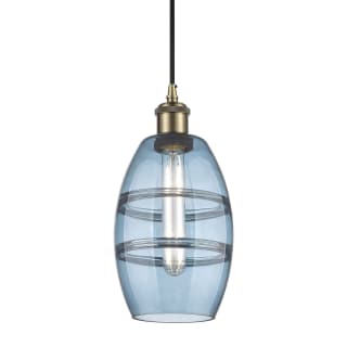 A thumbnail of the Innovations Lighting 516-1P-9-6 Vaz Pendant Antique Brass / Princess Blue