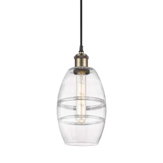 A thumbnail of the Innovations Lighting 516-1P-9-6 Vaz Pendant Black Antique Brass / Clear