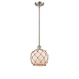 A thumbnail of the Innovations Lighting 516-1S Farmhouse Rope Brushed Satin Nickel / White Glass with Brown Rope