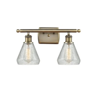 A thumbnail of the Innovations Lighting 516-2W-12-16 Conesus Vanity Clear Crackle / Antique Brass