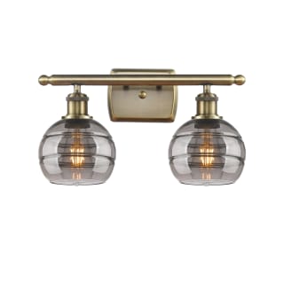 A thumbnail of the Innovations Lighting 516-2W-9-16 Rochester Vanity Antique Brass / Light Smoke