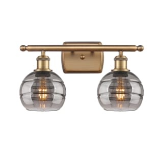 A thumbnail of the Innovations Lighting 516-2W-9-16 Rochester Vanity Brushed Brass / Light Smoke