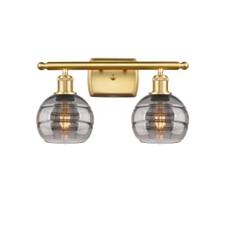 A thumbnail of the Innovations Lighting 516-2W-9-16 Rochester Vanity Satin Gold / Light Smoke