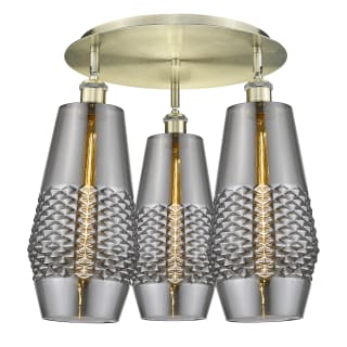 A thumbnail of the Innovations Lighting 516-3C-17-19 Windham Flush Antique Brass / Smoked