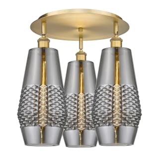 A thumbnail of the Innovations Lighting 516-3C-17-19 Windham Flush Brushed Brass / Smoked