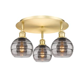 A thumbnail of the Innovations Lighting 516-3C-9-18 Rochester Flush Satin Gold / Light Smoke