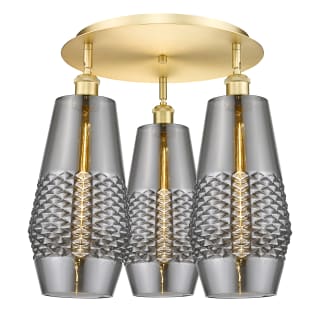 A thumbnail of the Innovations Lighting 516-3C-17-19 Windham Flush Satin Gold / Smoked