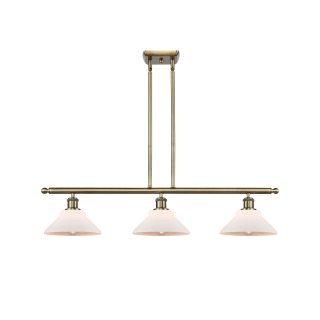 A thumbnail of the Innovations Lighting 516-3I-9-36 Orwell Linear Matte White / Antique Brass