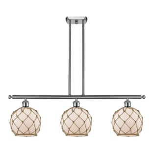 A thumbnail of the Innovations Lighting 516-3I Farmhouse Rope Brushed Satin Nickel / White Glass with Brown Rope