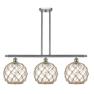 A thumbnail of the Innovations Lighting 516-3I Large Farmhouse Rope Brushed Satin Nickel / Clear Glass with Brown Rope