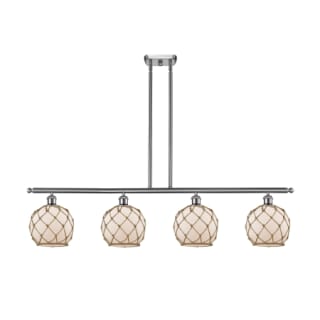 A thumbnail of the Innovations Lighting 516-4I Farmhouse Rope Brushed Satin Nickel / White Glass with Brown Rope